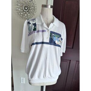 NWT Marcia polo shirt floral design Medium